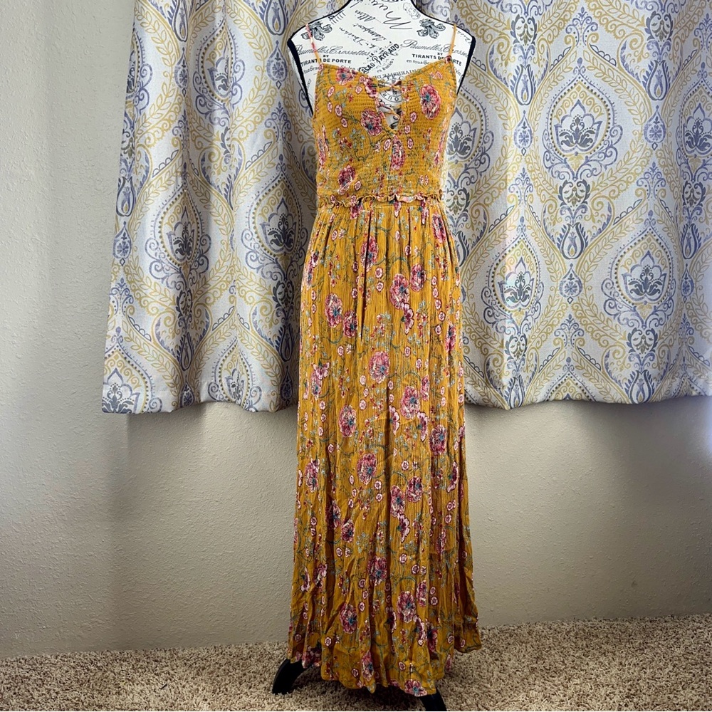 Patrons of Peace Floral Sleeveless Rayon Maxi Dress - Size Small